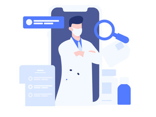 Medical characters fighting the epidemic flat vector concept operation hand drawn illustration
