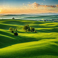 landscape with green grass and sky