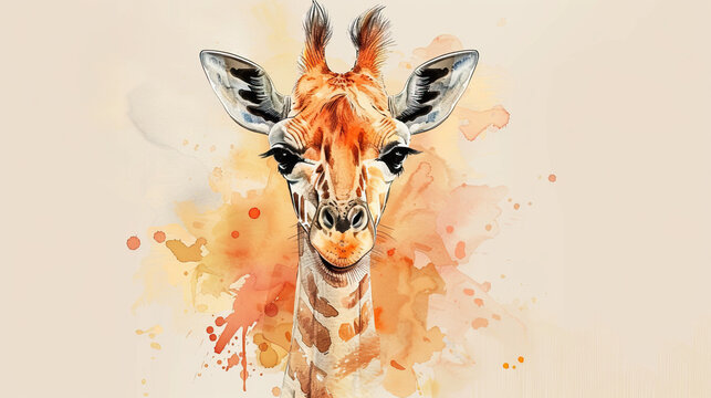 Fototapeta a cute baby giraffe portrait or poster for baby nursery room , can be used for wallpapers and cards for baby shower and birthdays