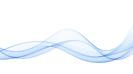 Transparent wavy blue lines. A wave of blue smoke. Abstract blue wave background.