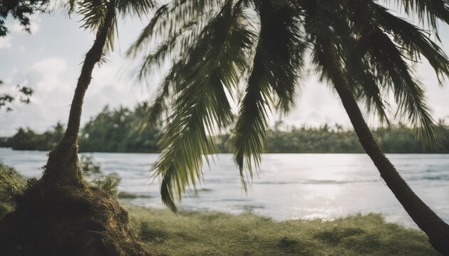 Photo leaning palm at maasin river, siargao