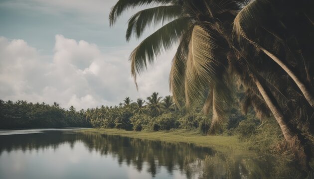Photo leaning palm at maasin river, siargao