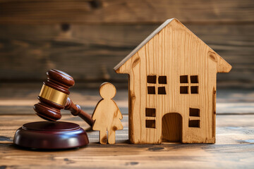 Divorse property division concept. Wooden family with house and judge gavel (1).png