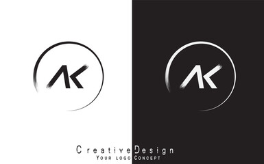 AK letter logo design template vector