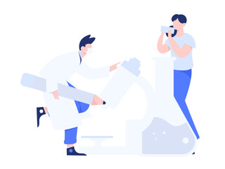 Medical characters fighting the epidemic flat vector concept operation hand drawn illustration 