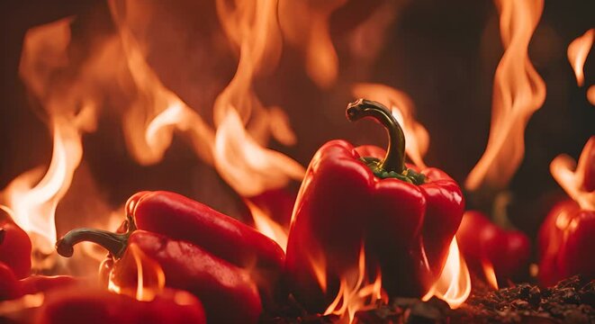 Red pepper with fire.