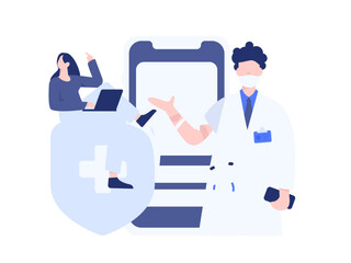 Medical characters fighting the epidemic flat vector concept operation hand drawn illustration
