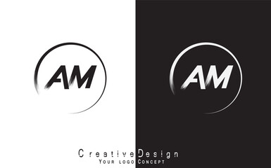 AM letter logo design template vector