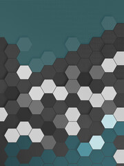Fototapeta na wymiar abstract background with hexagons creating different dimensions and colors 