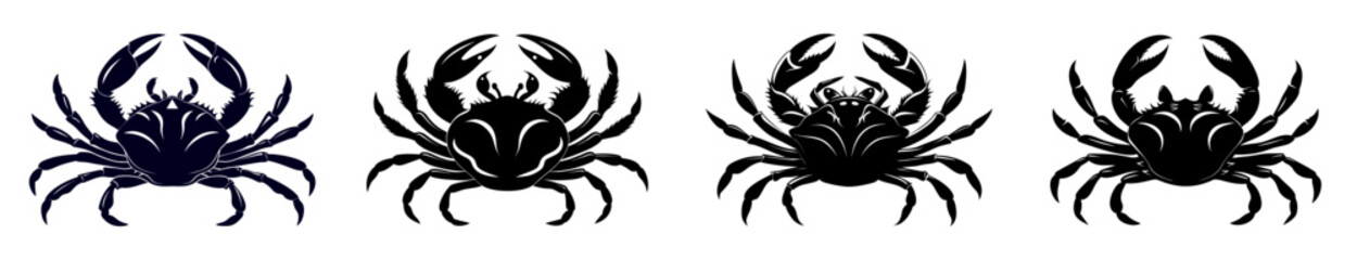 Set of crab silhouettes. Crab collection