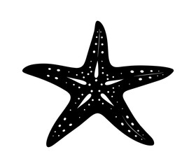 Starfish silhouette. Sea star on white background
