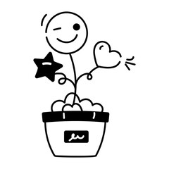 Handy linear icon depicting positive impression 