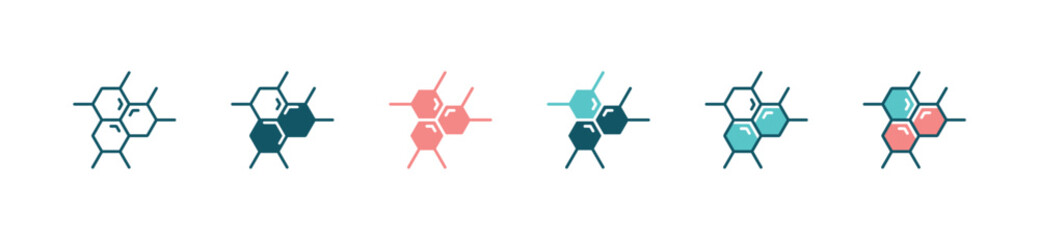 microscope molecular hexagon icon set medicals science biology genetic sign vector illustration