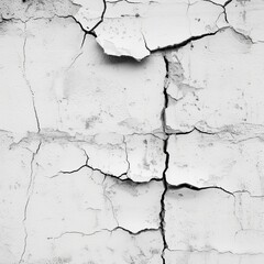Obraz premium cracked plaster on white wall background.