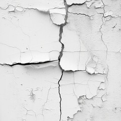 cracked plaster on white wall background.