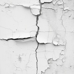 Obraz premium cracked plaster on white wall background.