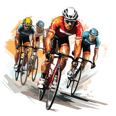 A cycling race with fast cyclists vector clipart isolated