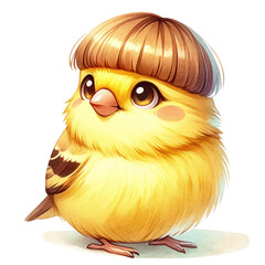gloster canary,crested canary cute cartoon bird transparent background