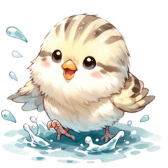 gloster canary,crested canary cute cartoon bird transparent background