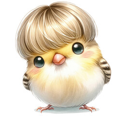 Obraz premium gloster canary,crested canary cute cartoon bird transparent background