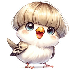 gloster canary,crested canary cute cartoon bird transparent background