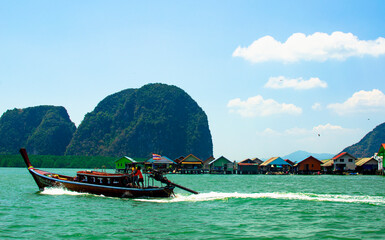 Ko Panyi - muslim fishing village. Koh Panyee settlement built on stilts of Phang Nga Bay, Thailand 