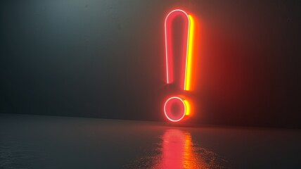 Striking neon exclamation point illuminating a dark background with vibrant glow