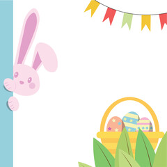 Illustration of happy Easter bunny egg for template background copy space