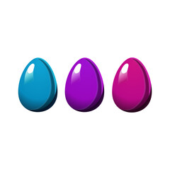 Blue violet Easter striped egg and egg with polka dots on white background. Vector for design