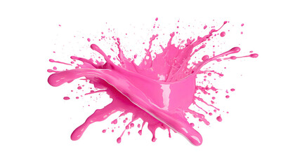 pink paint splash with free space for text, isolated on white background, PNG, cutout, or clipping path.	
