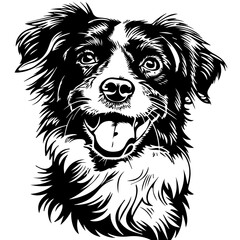 a old dogs face in cartoon style with a medium thick lines