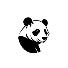 Fototapeta premium minimalist logo of a panda simple black and white vector, on a white background
