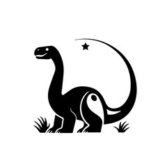 minimalist logo of a dinosaur simple black and white vector on white background