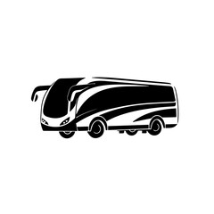 Minimalist vector silhouette Logo of a bus isolated on a white background 