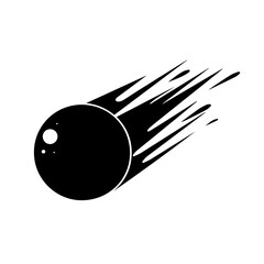a black and white icon of a ball comet in motion isolated on white background © sch_ai