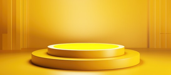 A yellow plate is placed on top of a yellow table, creating a simple and cohesive color scheme. The bright yellow colors contrast nicely, making the plate stand out against the table surface.