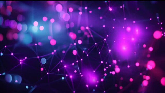 Connecting dots and lines on purple background,Data technology background.