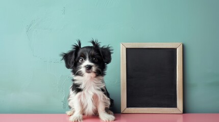 In focus, a little cute dog with a message, a cuddly look begs for someone to adopt him. The concept of adoption.
