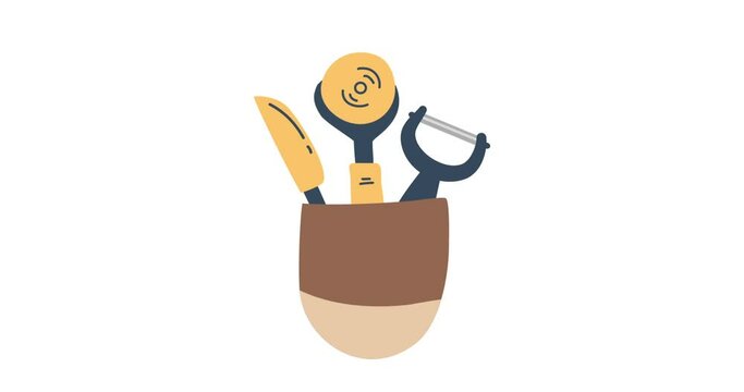 vector kitchen utensils animation