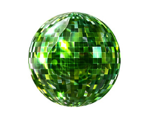 Radiant Green Disco Ball Against Transparency