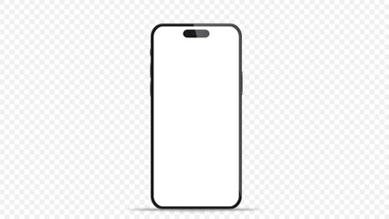 Studio shot of Smartphone with blank white screen for Infographic Global Business . Front View Display.Vector illustration. PNG	