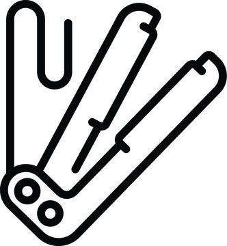 Hair flattener icon outline vector. Electric straightener tool. Haircut parlor apparatus