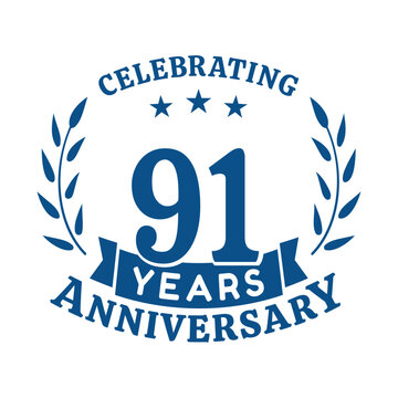 91st anniversary celebration design template. 91 years vector and illustration.