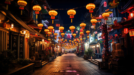 Fototapeta na wymiar City of Lanterns Streets Aglow with Festival Lights ..