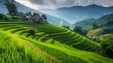 Rolgordijnen Rice Fields at Chiang Mai, Thailand  © Ziyan Yang