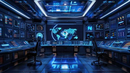Poster A cutting-edge electronic control room, outfitted with sophisticated technology and screens © Chingiz