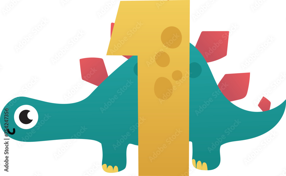 Wall mural numeric dinosaur kids fun birthday party