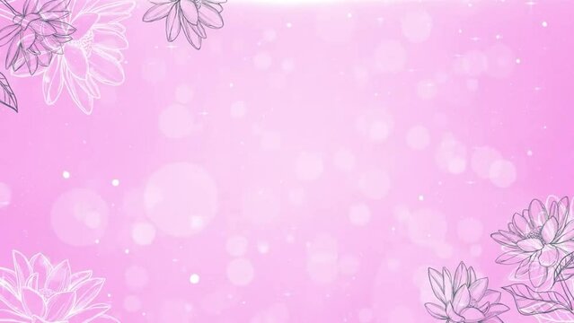 pink background with flowers animated leaves bokeh background