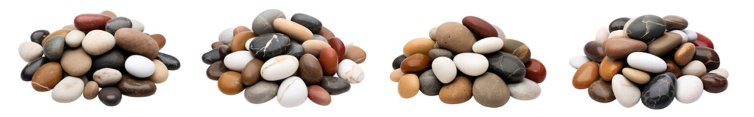Fototapeta na wymiar collection of pebbles . Isolated on a transparent background. PNG cutout or clipping path. 