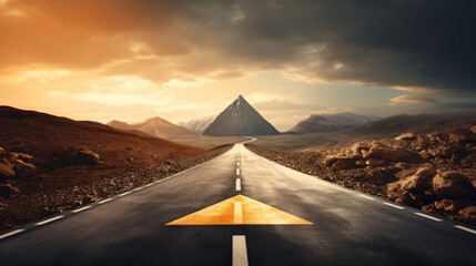 Conceptual image of asphalt road and directionrow